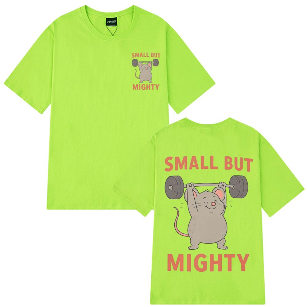 

Small But Mighty Funny Gym Workout Cartoon Cute Mouse T Shirt Unisex Hip-hop T-shirt Short-sleeved Aesthetic Trendy T-shirts Top 4XL