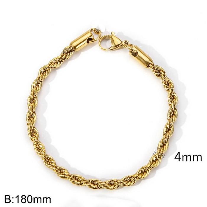 Twist Rope Bracelet, Popular Simple Gold Stainless Steel Twist Chain Men'S And Women'S Jewelry