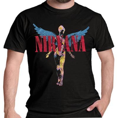 Nirvana T-shirt In Utero Engelachtig Kurt Cobain Zwart Grunge Nieuw