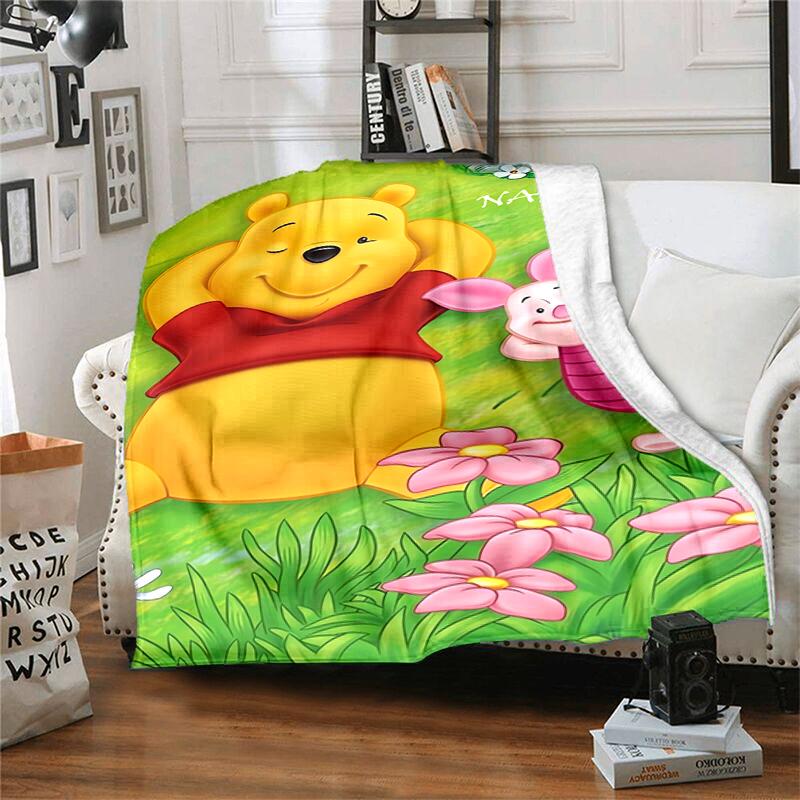 Customiz Name Personality Winnie the Pooh Blanket Soft &Warm Sofa Office Bed Travel Lunch Break Blanket, Gift Suitable All Seasons