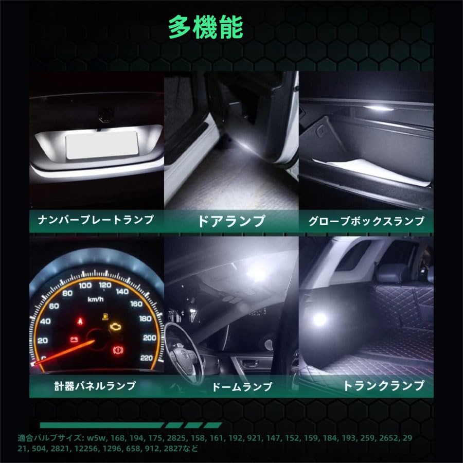 T10 LED Lamp Vehicle Inspection Compatible 12V 5W White Built-in