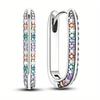 Simple Fashion Women's Earrings Geometric Color Inlaid with Zircon Personalized Trend Niche Light Luxury High-end Trend Party