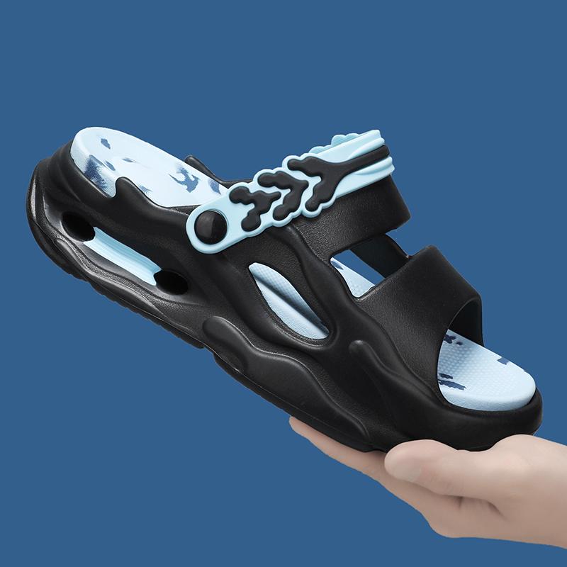 Fashion Summer Men Slipper Fashion Thick Sole Couple Clogs Women's Beach Clogs Indoor House Shoes Sneaker Non-slip Black Sports Sandals