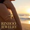 Gold Color Starfish Arm Cuff Upper Arm Bracelet  for Women Adjustable Boho Double Wire Bangle Summer Beach Wedding Jewelry Gift
