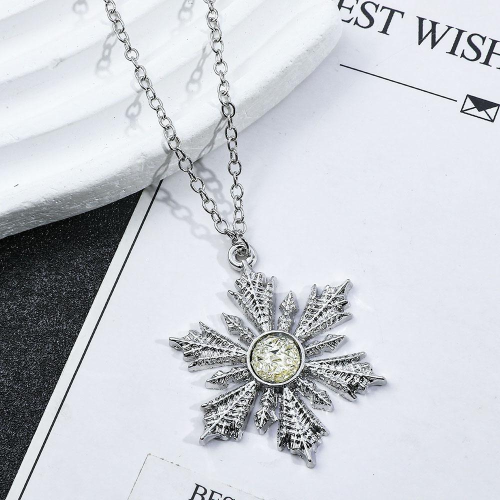 Frozen Anna Elsa Necklace Crystal Snowflake Pendant COS Props Necklace Christmas Gift Pendant