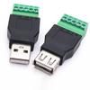 USB 2.0 Type A Male/Female to 5 Pin Screw Connector USB Jack with Shield USB2.0 to Screw Terminal Plug No Welding Required