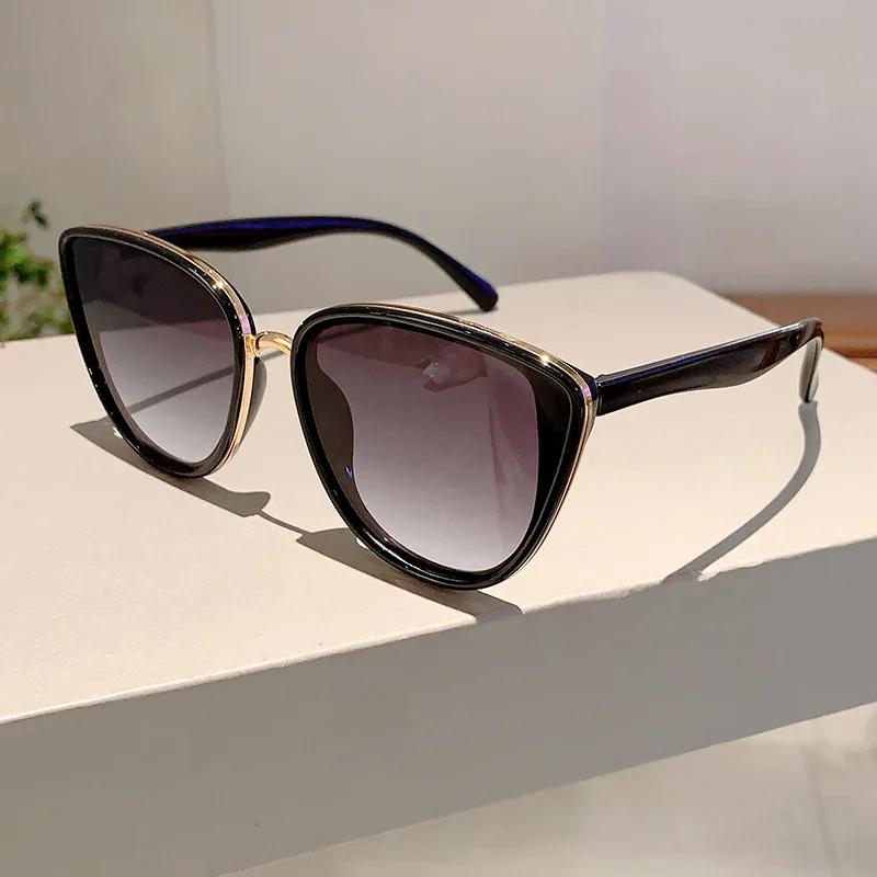 Vintage Cat Eye Sunglasses Women Fashion Coating Mirror Shades UV400 Protection Trendy Gradient Style Outdoor Eyewear