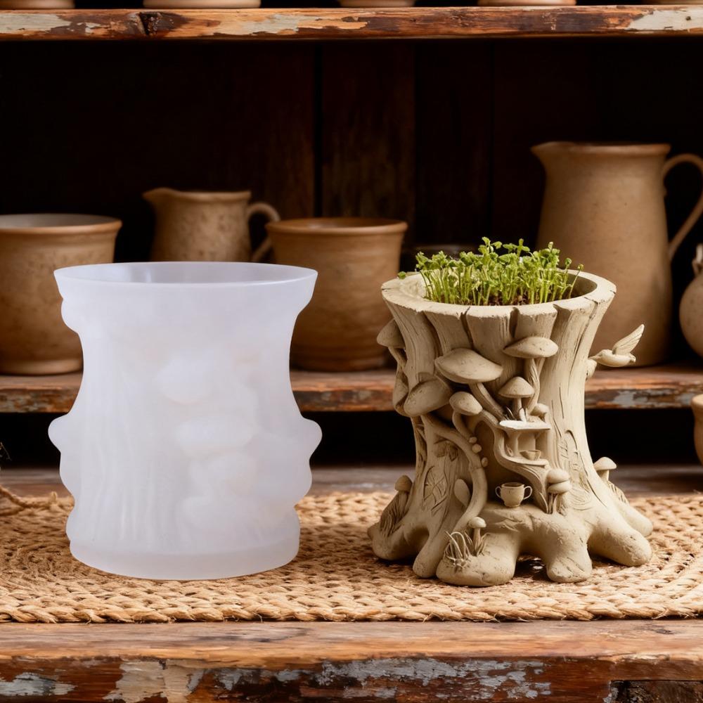 Tree Stump Candle Cup Silicone Mold DIY Handmade Concrete Plaster Candle Jar Flowerpot Epoxy Resin Molds Home Décor