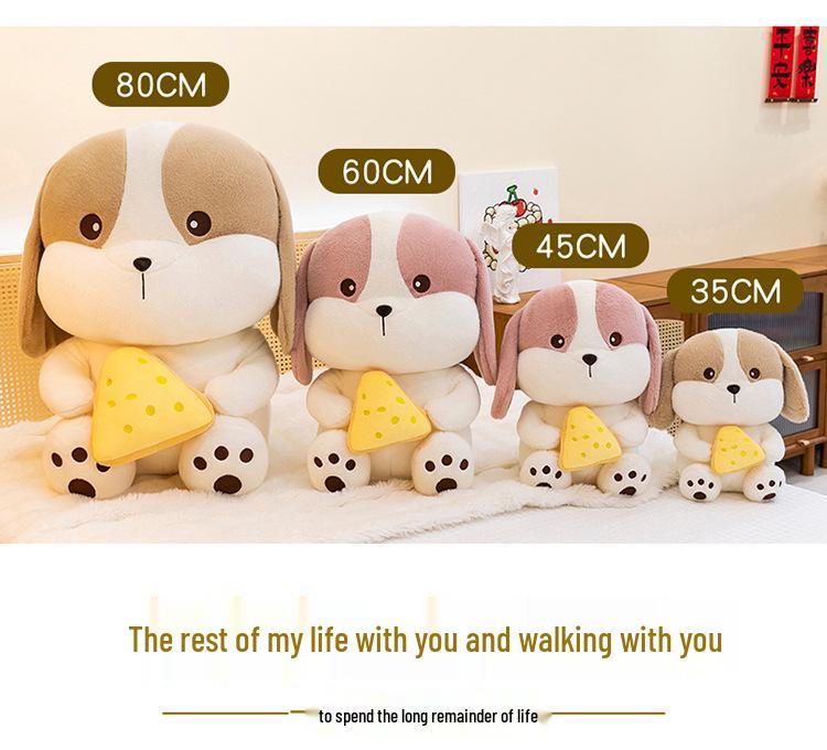 Large Creative Cheese Dog Plush Toy - Cartoon Dog Pillow New Year Gift for Girls