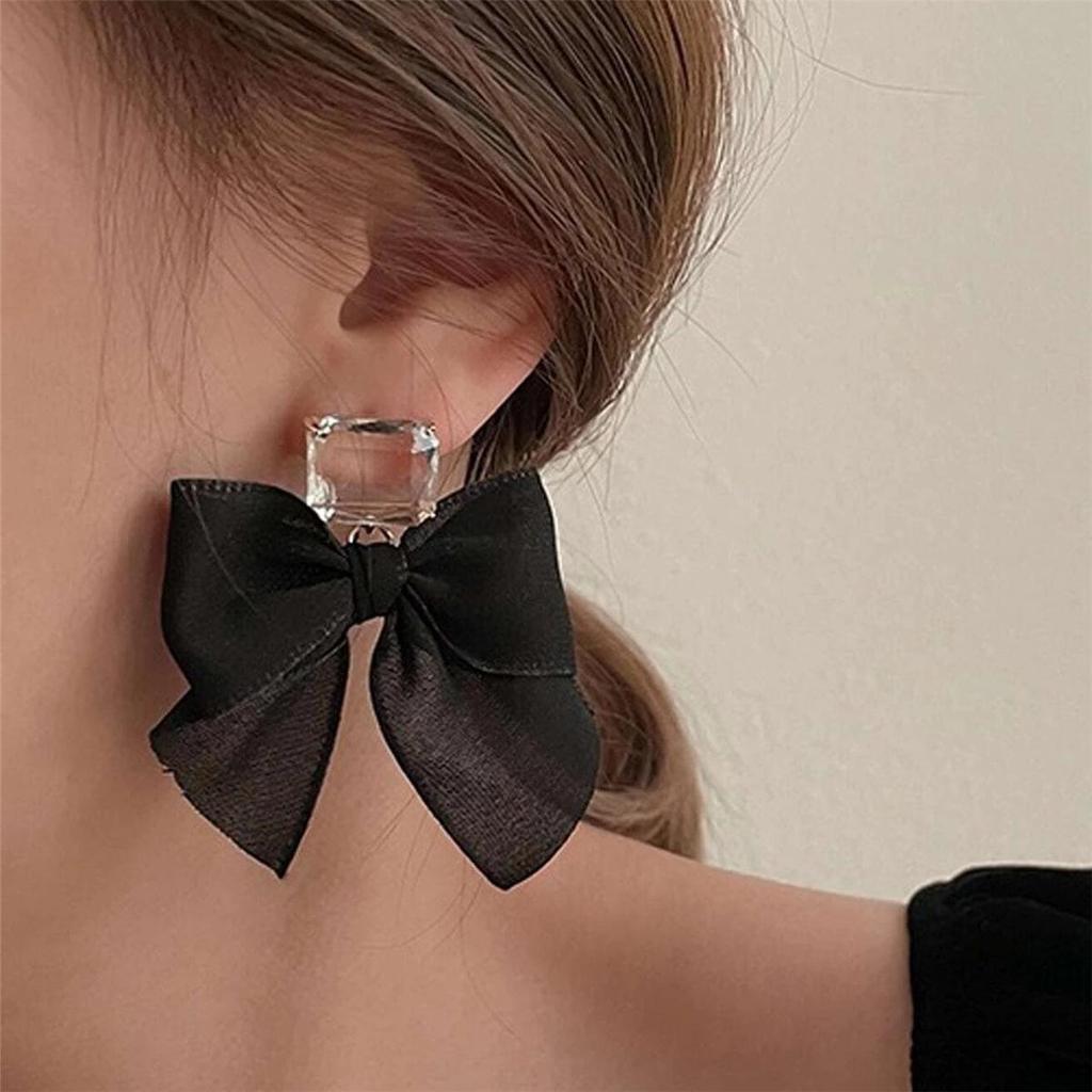 Korean Fabric Bow Tassel Earrings: Niche Design and Trendy E8778