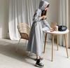 Korean Style Plus Size Hooded Sweatshirt Dress - Solid Color, Slimming Waist, Autumn/Winter Wear for Women