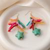 Dopamine Vacation Style Colorful Acrylic Corals Dangle Earrings for Women Bohemian Shell Pendant Earring Summer Beach Jewelry