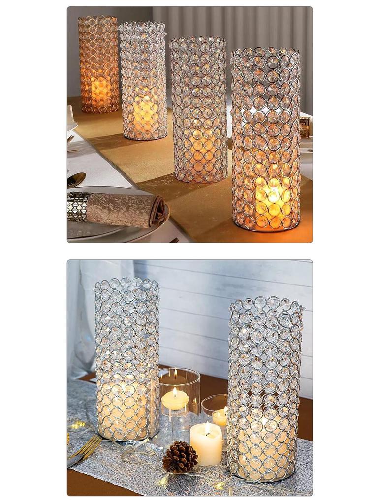 Nordische Kristall-Zylinder-Vase & Teelichthalter - Elegantes Hochzeits-Tischmittelstück