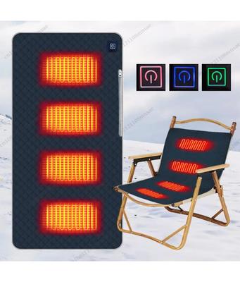 4 Heated Areas Camping Chair Heated Mat Outdoor Travel USB Electric Blanket 3 Adjustable Temperature Heater Warmer Cushion