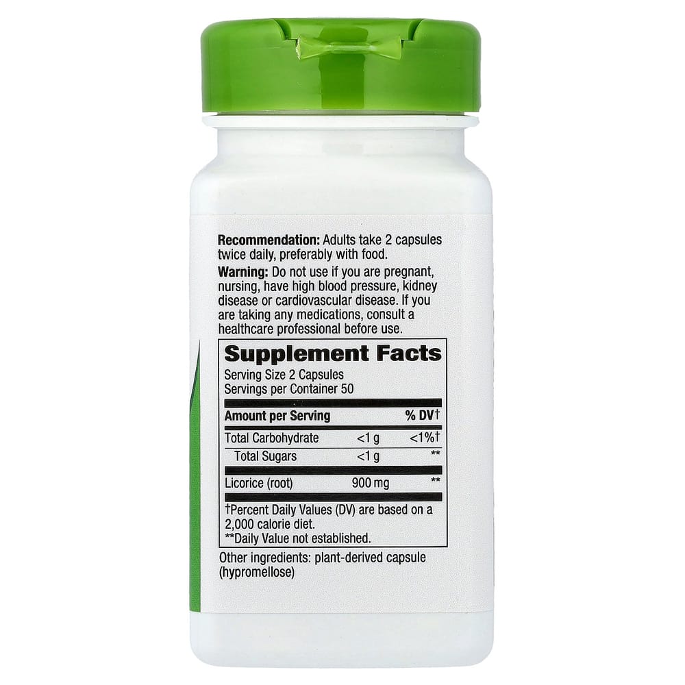 Nature's Way Licorice Root 900mg Veggie Capsules, 100 Count