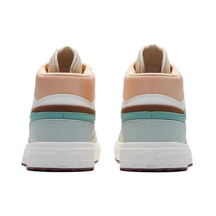 Anta Casual Slip Resistant Cushioning Abrasion Resistant High top Skateboard Shoes Women's White Gray Pink 122238065-5