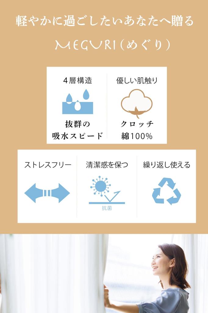 Absorbent Period Panties by a midwife who has served these deodorizing period panties are comfortable all day Size 3L [Monna] [Sold 3,000 women, long]