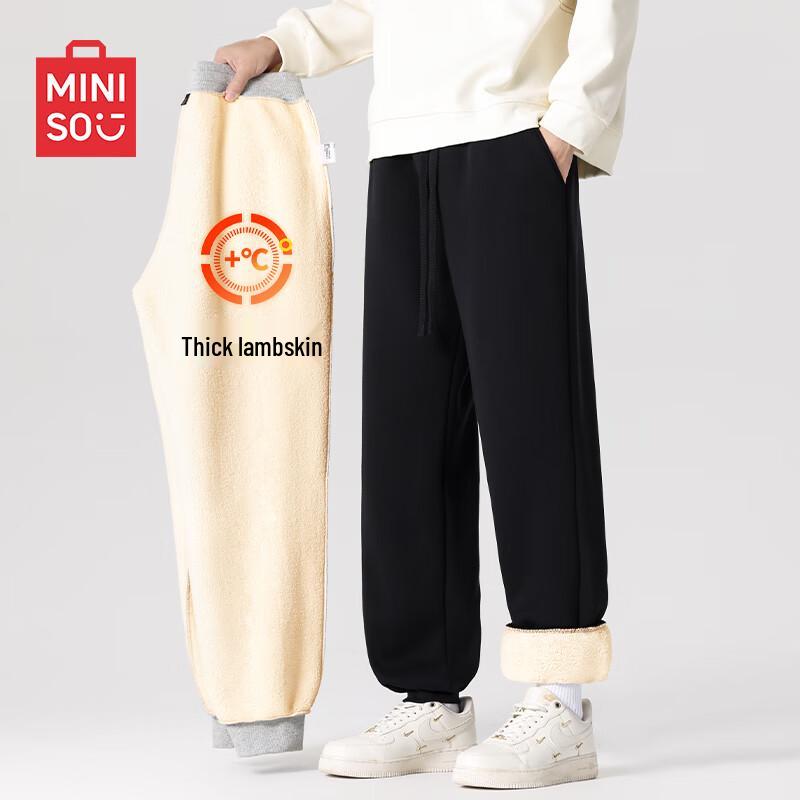 

MINISO Men s Fleece Lined Heavyweight Loose Fit Jogger Sweatpants M