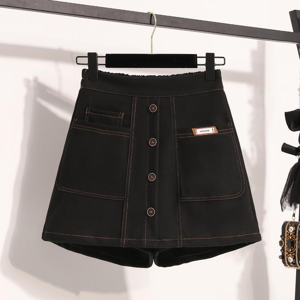 

DIMANAF 2025 Большой размер Осень Зима Женские юбки Шорты Эластичная талия Брюки Оверсайз 5XL Черный Утепленный 5XL чёрный