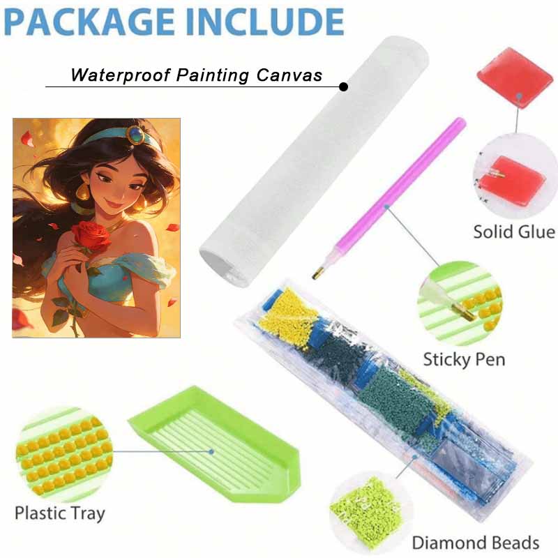 Disney Princess Jasmine Rose Diamond Painting Art Kit Handmade DIY5D Home Decor Gift