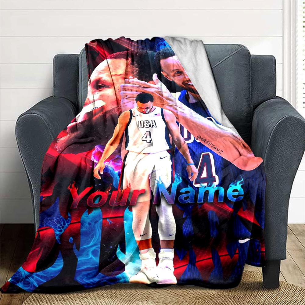 Golden State Warriors Curry Personalized Name Blanket Multi-purpose Personalized Blanket Comfortable Throw For Living Room Office Chair Office Picnics