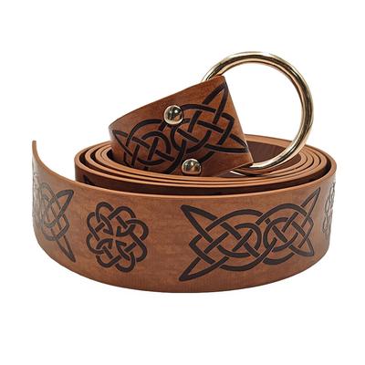 Μεσαιωνική ανάγλυφη ζώνη Viking Vegvisir PU Δερμάτινη ζώνη O Ring Retro Renaissance Knight Buckles Δερμάτινη ζώνη μέσης για άνδρες