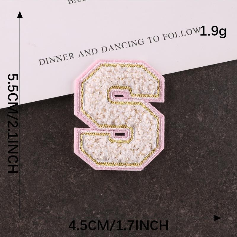 Computer Embroidery Gold Silk Towel Embroidery Cloth Label English Alphabet Hand Account Diy Patch Accessories Chenier Embroidery Cloth Sticker