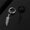 1Pair Leaf Feather Black Stainless Steel Piercing Hoop Earring for Male Women Punk Vintage Jewelry Y2K Accessories Trend Unusual