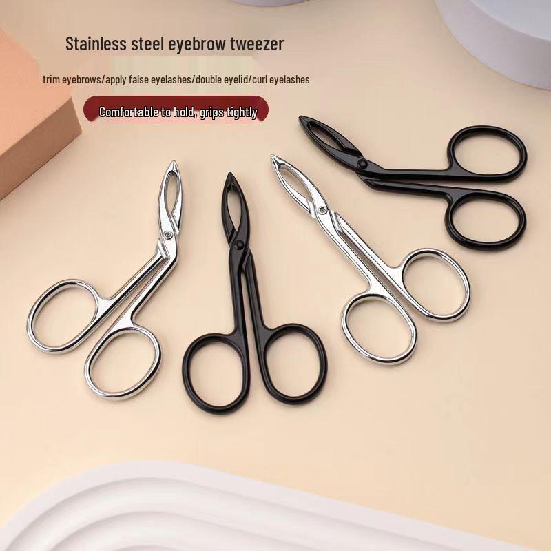 Men's Stainless Steel Tweezers: Straight & Curved Head for Beard and Eyebrow Plucking, Fine Hair Precision Clip, Available Now.