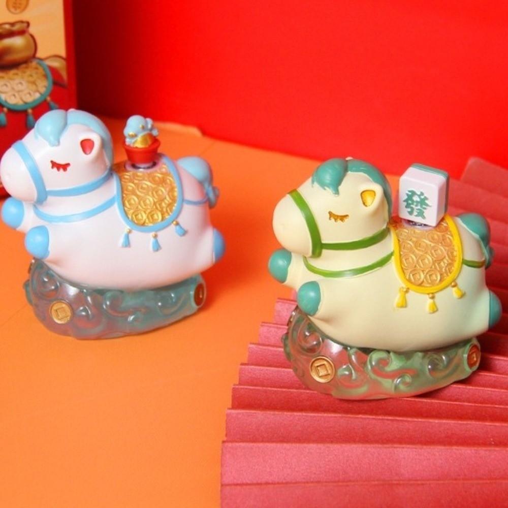 Rotatable Pony Ornament Kawaii Horse Mascot DIY Craft Zodiac Horse Figurines  Desktop Display