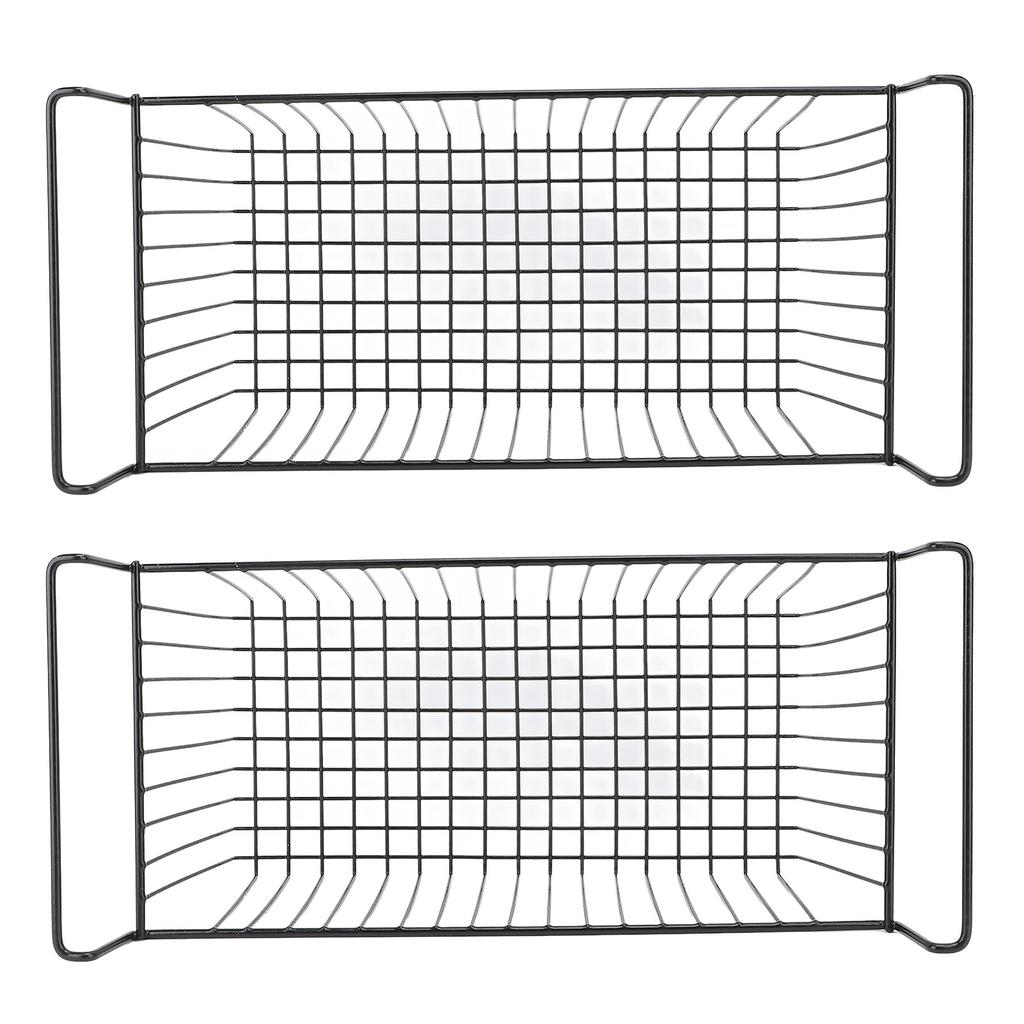 2 Adet Sandık Tipi Derin Dondurucu Düzenleyici Sepetler İstiflenebilir Saklama Rafı Metal Tel Siyah U70cm X G30cm