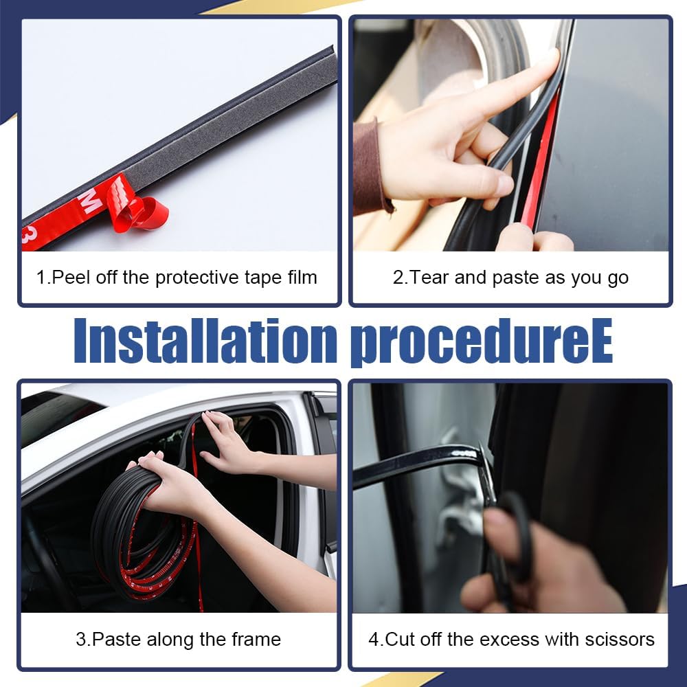 Car Door Rubber Seal Strip, Car Weather Stripping, Double Layer L Shape Automotive Weather Stripping, Self Adhesive Auto Door Soundproofing