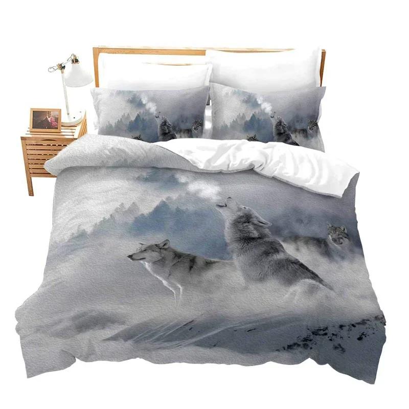 

Wildlife Wolf Duvet Cover Woodland Animal Full Comforter Cover For Boys Girls,Aurora Bedding Set Star Galaxy Sky Bedspread Cover EU Single(135x200cm)