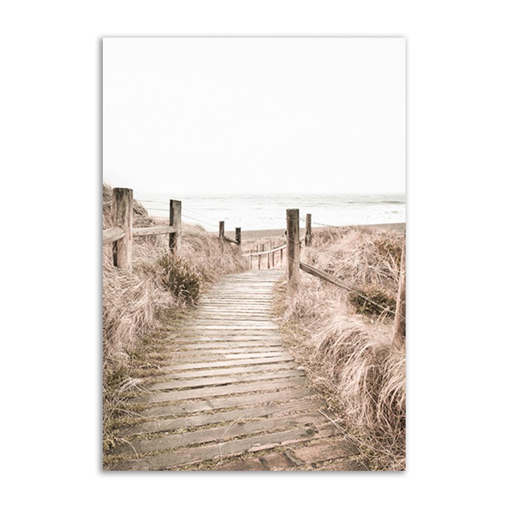 Nature Scenery Poster Canvas Painting Prints Reed Beach Pine Bird Magnolia Flower Nordic Wall Art Decoration Home Wall Art Decor