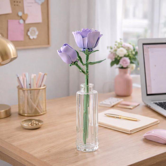 Fleur Décorative à Construire - Rose Mauve - 48 Pièces - Plastique ABS - DIY Relaxant
