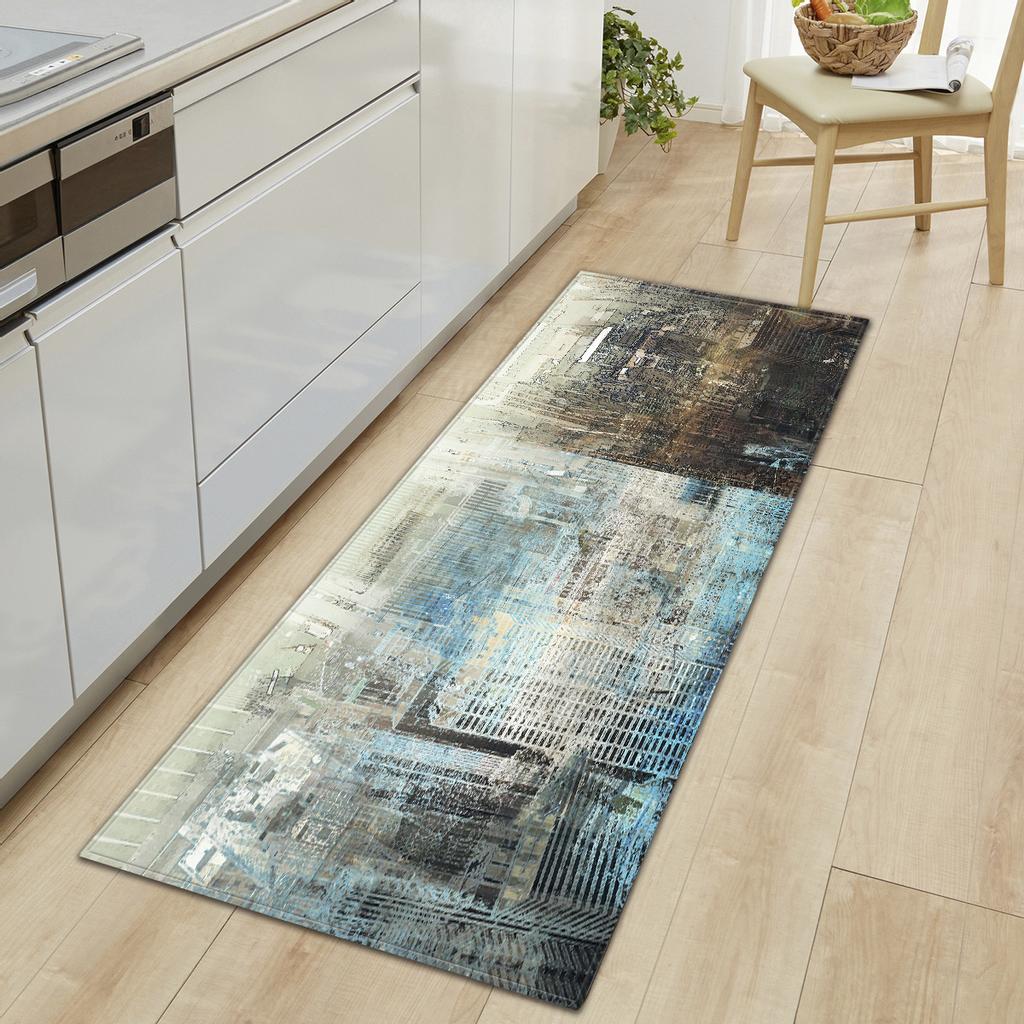 Wood Grain Household Door Mat Kitchen Absorbent Strip Bathroom Non-Slip Floor Mat Living Room Bedroom Carpet