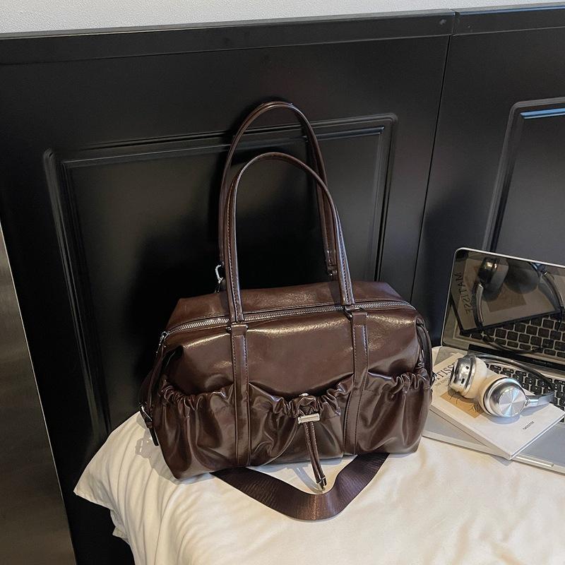 Retro Bag Large Capacity Women's Handbag 2025 New Simple Pleated Tote Bag Foreign Style Shoulder Armpit Bag