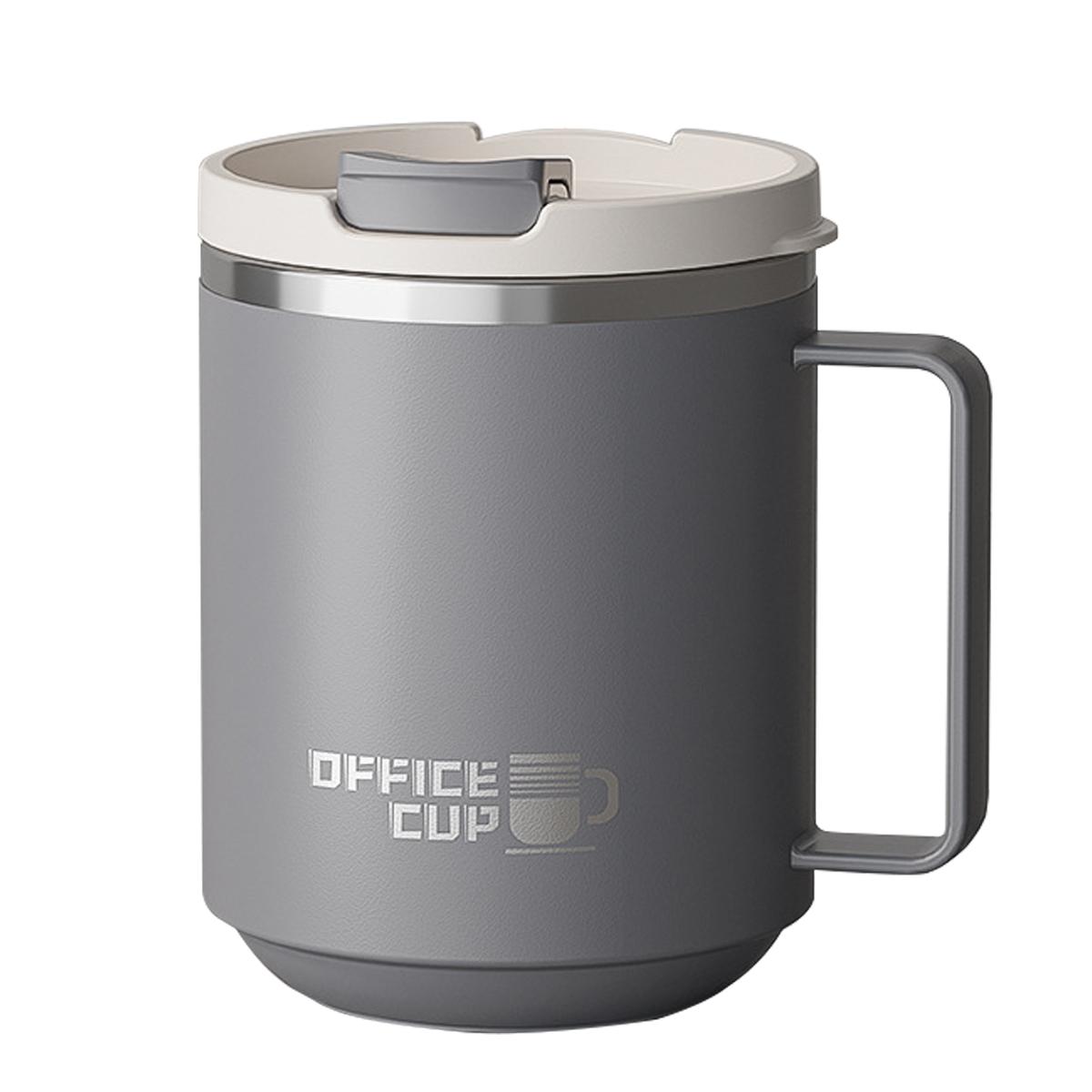 

Кружка для кофе из нержавеющей стали 304 с двойными стенками, с ручкой, портативная, герметичная, для воды, большой вместимости, для питья 401-500ml серый