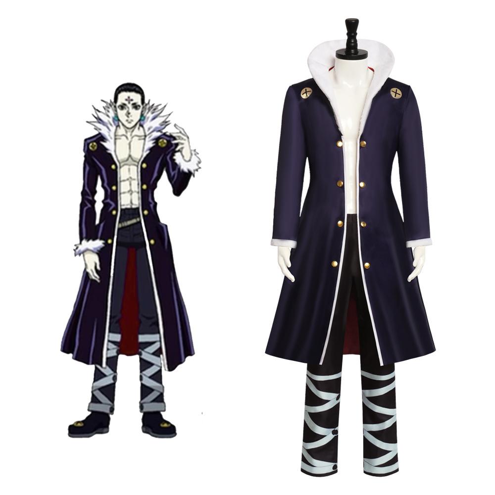 Hunter x Hunter Chrollo Lucilfer Disfraz Cosplay Halloween Set Completo, Traje Abrigo de la Tropa Fantasma de Anime