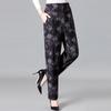 Women's Fleece-Lined Pants, Loose Straight Leg for Middle-Aged/Elderly, Patterned Plus Size, Mom's Style, Fit for All Seasons (Spring, Autumn, Winter)