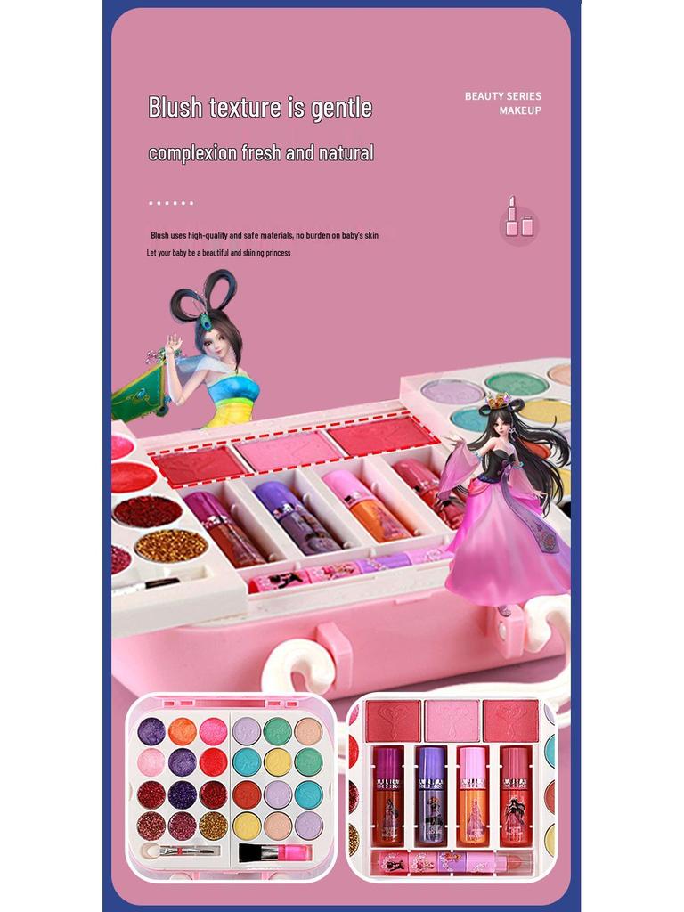 Ye Luoli Dětská přenosná sada na líčení: Omyvatelná princeznovská kosmetika a dárky pro dívky