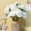 100/10Pcs Artificial Flowers Fake Rose Heads with Stems Valentines Day Gift DIY Wedding Bouquet Decorations Green Leaves