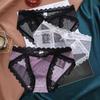 Women's Transparent Lace Panties, Ice Silk Seamless Low-Waist Briefs with Cotton Crotch, Breathable and Thin Summer Style