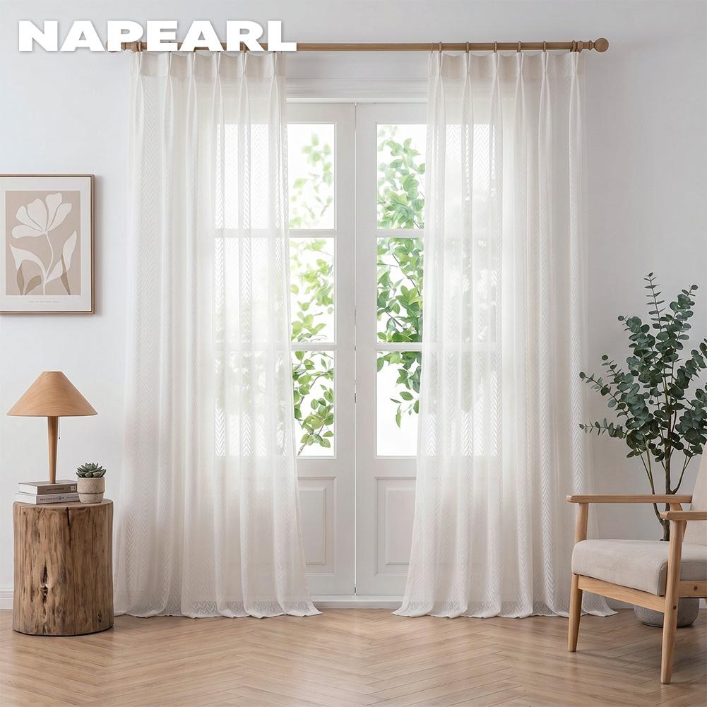 1PC NAPEARL Minimalist Filter Jacquard Sheer Curtain, Fresh and Versatile Transparent Curtains for Bedroom Living Room Home Decor