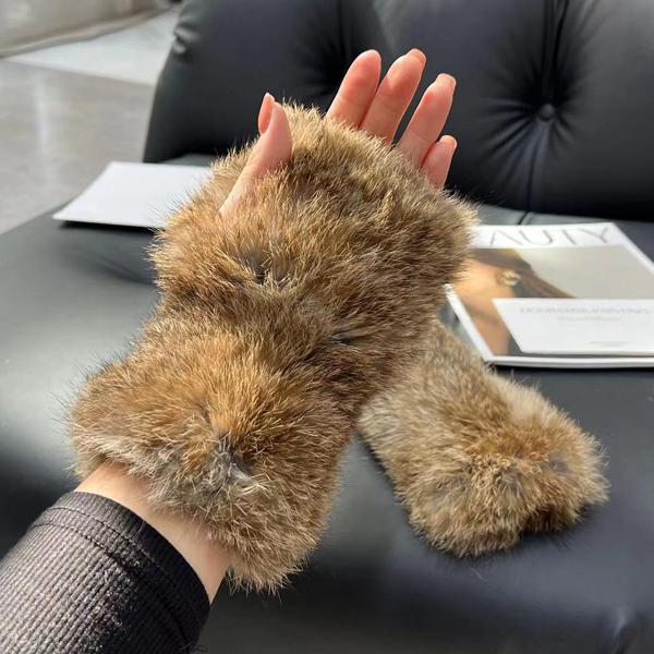 Real Rabbit Fur Gloves Winter Women Warm Soft Natural Rabbit Fur Gloves Knitted Thick Female Genuine Rabbit Fur Mittens