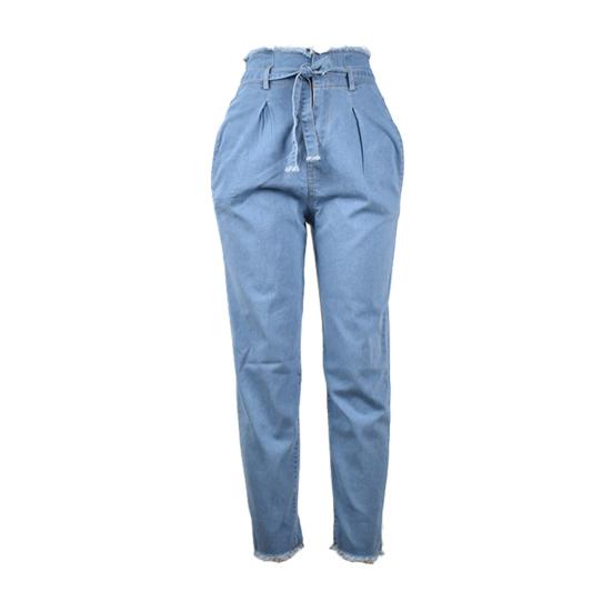 Jeans Skinny Taillengürtel Baumwolle Damen High Waist Hose für die Arbeit