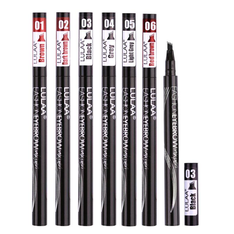 Waterproof Sweatproof Eyebrow Pen 4-Head Fork Tip Eye Brow Enhancer Long Lasting Eyebrow