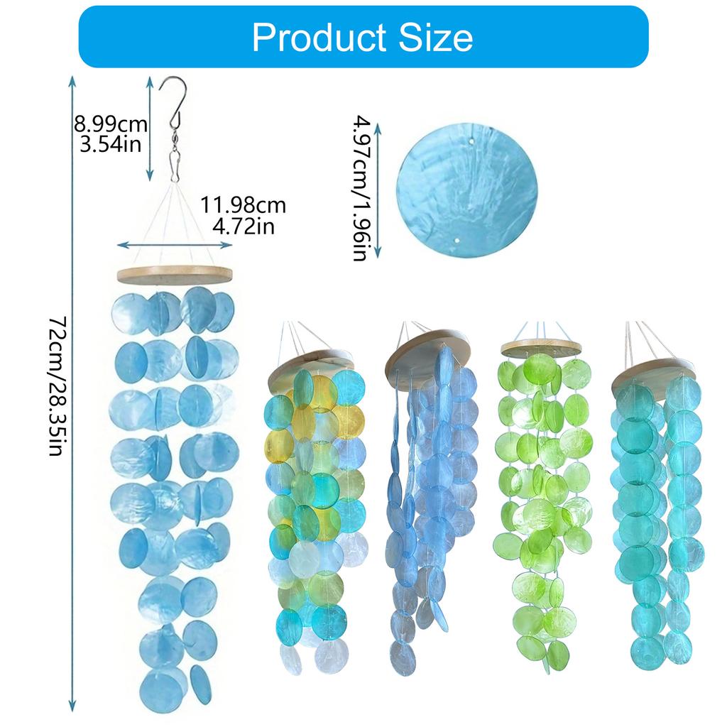 Elegant Colored Capiz Shells Wind Chimes Hanging Pendant for Patio or Garden Decoration Adds Serenity To Any Space