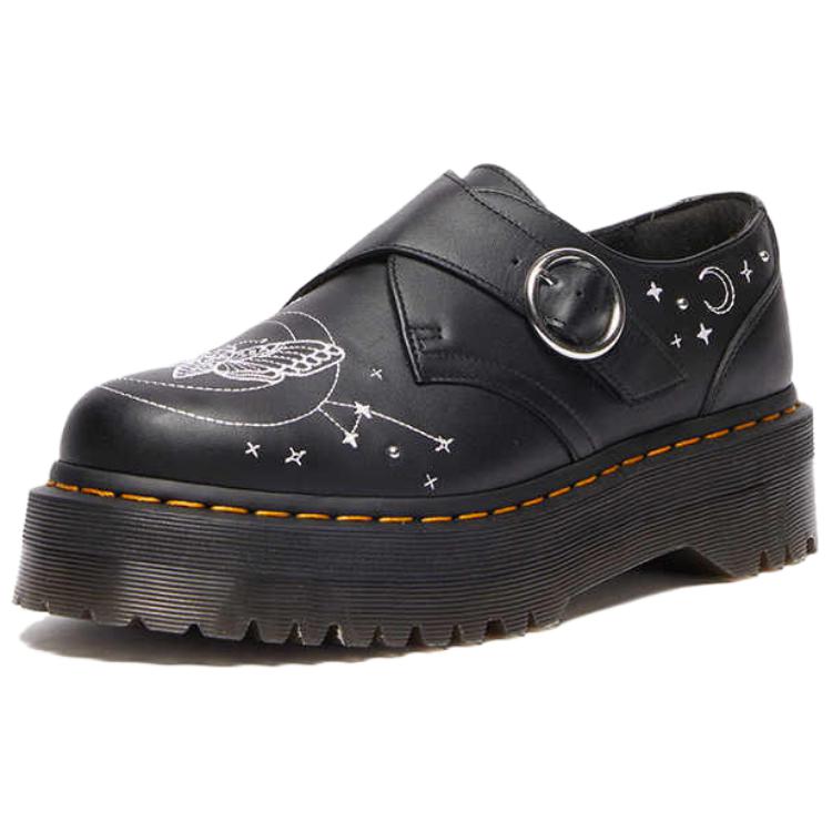 Dr. Martens Fusion Leather Monk Celestial Comfortable Versatile Durable Low-Top Casual Shoes Unisex Casual Shoes Black 41277001