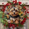 2D flat hanging decorative signs,interior wall or door decoration,garden Dec,the pattern is a dog and daisy flowers,housewarming gift for friends